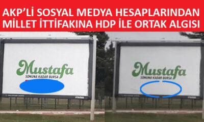 Bursa’da Bozbey’in afişleri üzerine İYİ Parti, CHP ve HDP’nin logoları eklenerek paylaşıldı