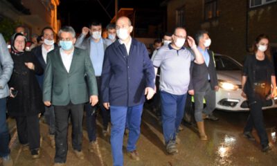 İçişleri Bakanı Soylu, selin vurduğu Kestel’de incelemelerde bulundu