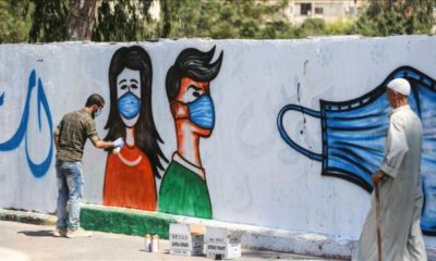 Gazze’de halk, duvar resimleriyle Kovid-19’a karşı bilinçlendiriliyor