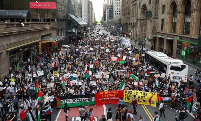 New York’ta İsrail’e tepki, Filistin’e destek…