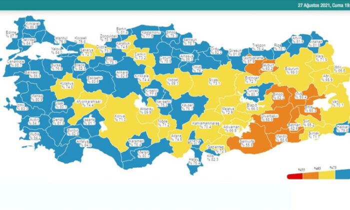 İstanbul, Kovid-19 aşı haritasında mavi renge döndü