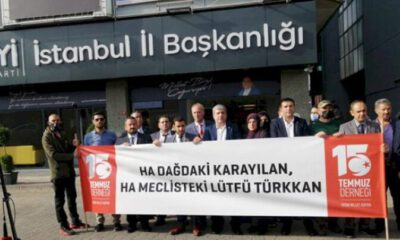 İYİ Parti binası önünde Lütfü Türkkan protestosu