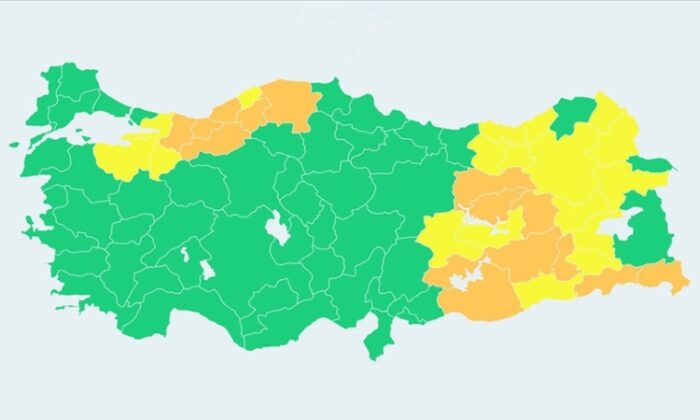 15 ilde ‘turuncu’, 16 ilde ‘sarı’ meteorolojik uyarı